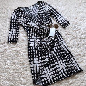 Joseph Ribkoff Faux Wrap Print Dress Sz 10